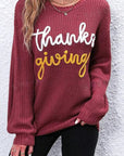 THANKSGIVING Round Neck Long Sleeve Sweater