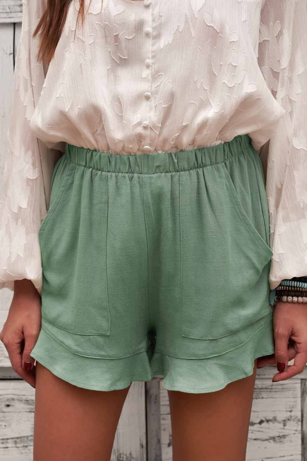 Dark Gray Elastic Waist Shorts with Pockets Sentient Beauty Fashions Apaparel &amp; Accessories