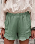 Elastic Waist Shorts with Pockets