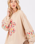 SAGE + FIG Daisy Patch Applique Long Sleeve Sweatshirt