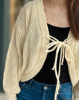 Tied Dropped Shoulder Long Sleeve Cardigan