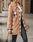 Plaid Contrast Dropped Shoulder Coat