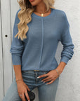 Mandy Round Neck Dropped Shoulder Knit Top