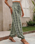 Rosy Brown Tied Printed High Waist Pants