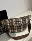 Plaid Adjustable Strap Crossbody Bag