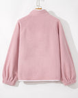 Half Snap Long Sleeve Sweatshirt with Side Slit Pockets