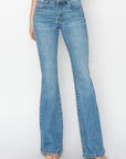 RISEN Mid Rise Flare Jeans with Pockets