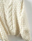 Cable-Knit Round Neck Long Sleeve Sweater