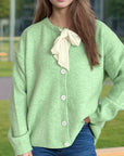 Tied Button Down Long Sleeve Cardigan