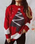 Christmas Tree Graphic Dropped Shoulder Sweater