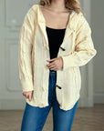 Cable-Knit Long Sleeve Hooded Cardigan