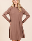 Mittoshop Mock Neck Long Sleeve Dress with Pockets