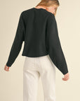 Mable Round Neck Dolman Sleeve Cropped Sweater