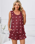 Heart Scoop Neck Tank and Shorts Lounge Set