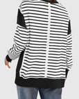 Slit Exposed Seam Striped Long Sleeve Sweatshirt