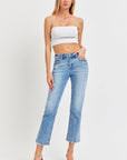 RISEN Full Size Low Rise Crop Slim Straight Jeans