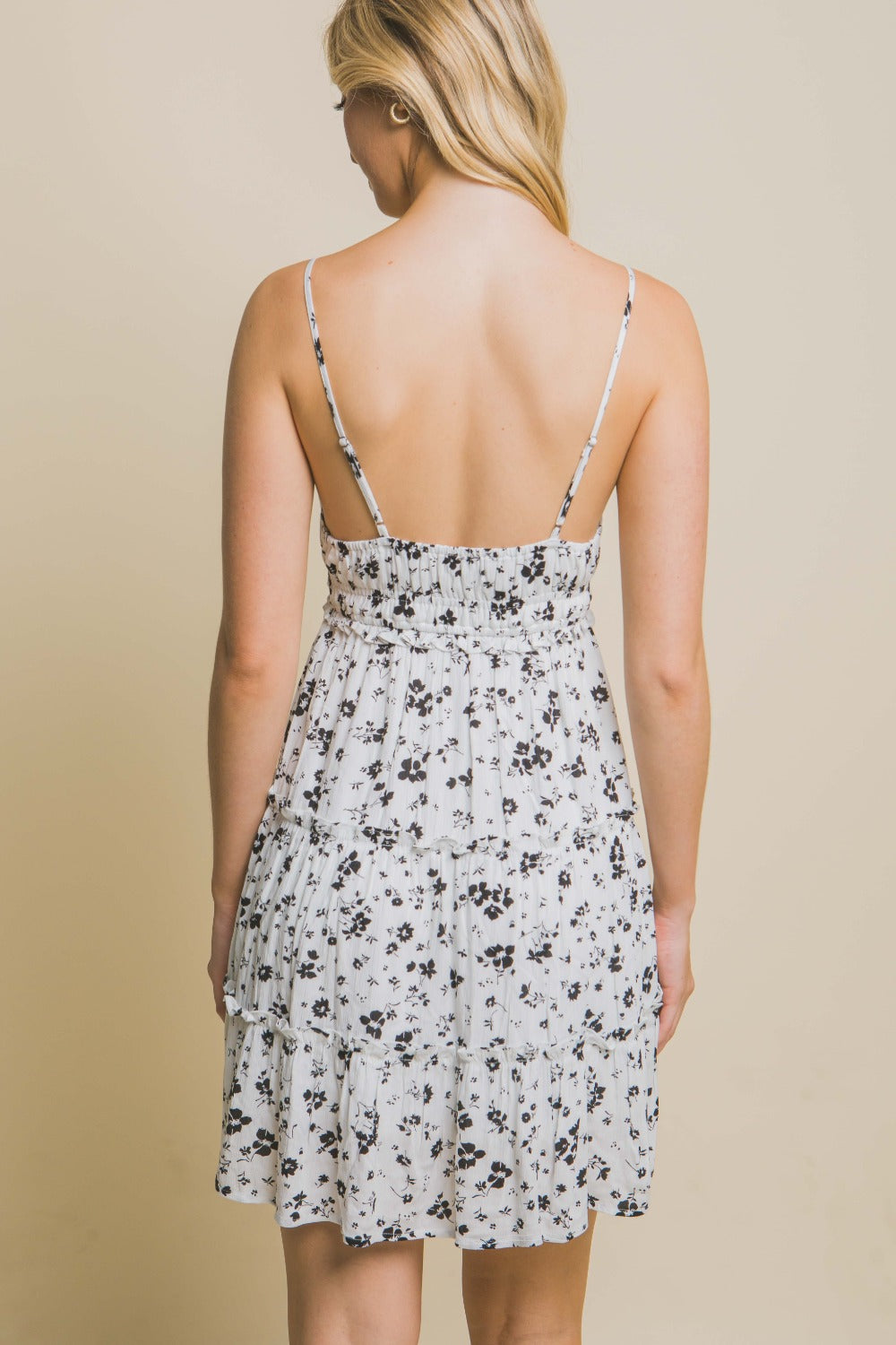 Gray Love Tree Floral Tiered Cami Mini Dress Sentient Beauty Fashions Apparel & Accessories