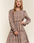 Light Gray And The Why Full Size Washed Frayed Tiered Plaid Dress