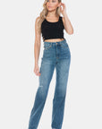 Judy Blue Full Size Tummy Control Cut Raw Hem Straight Jeans