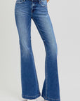 RISEN Full Size Low Rise Flare Jeans with Pockets