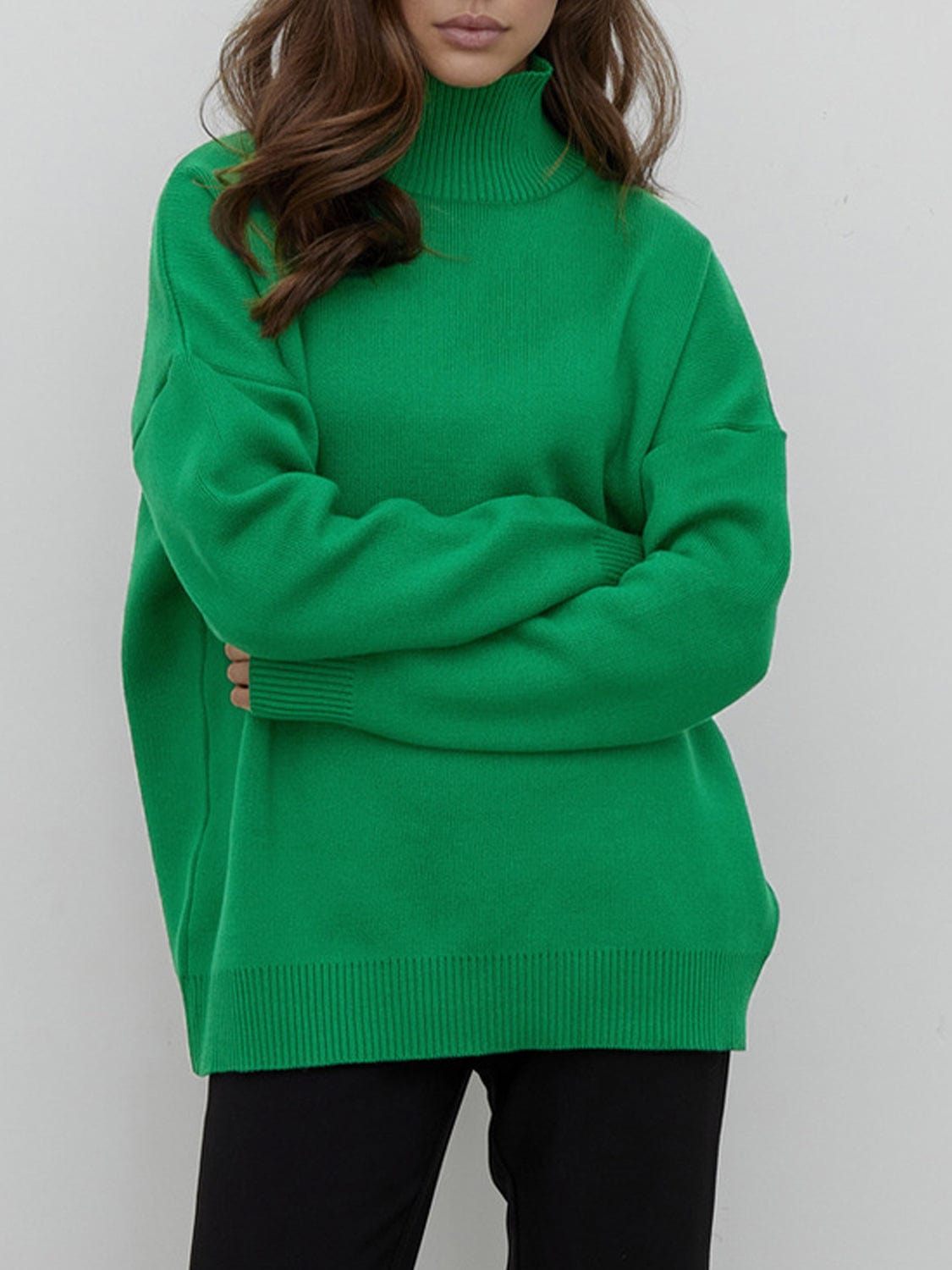 Mock Neck Dropped Shoulder Sweater