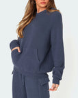 Long Sleeve Hooded Top and Pants Sweater Set