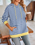 Lovelet Drawstring Striped Long Sleeve Hoodie