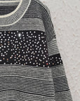 Sequin Color Block Round Neck Sweater