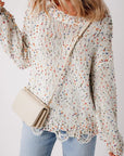 Confetti Round Neck Dropped Shoulder Sweater