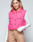 Snobbish Snap Down Quilted Crop Vest