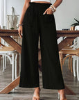 Pocketed Elastic Waist Wide Leg Pants