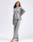 Basic Bae High- Low Turtleneck Long Sleeve Top and Pants Sweater Set