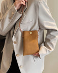 Suede Snap Down Crossbody Bag