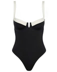 Black Tied Adjustable Strap One-Piece Swimwear Sentient Beauty Fashions Apparel & Accessories