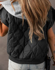 Drawstring Zip Up Hooded Vest Coat