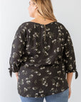 Dark Slate Gray Zenobia Plus Size Floral Round Neck Blouse Sentient Beauty Fashions Apparel & Accessories