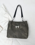 Light Gray Bow Polyester Medium Tote Bag Sentient Beauty Fashions *Accessories