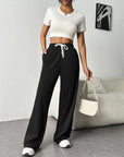 Drawstring Wide Leg Pants with Pockets