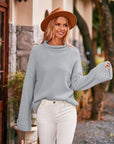 Mock Neck Drop Shoulder Sweater