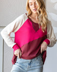 HOPELY Color Block Long Sleeve T-Shirt