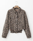 Asymmetrical Hem Collared Neck Leopard Jacket