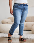 Gray Judy Blue Full Size Release Hem Cropped Bootcut Jeans Sentient Beauty Fashions Apparel & Accessories