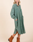 Mittoshop Mineral Wash Cotton Gauze Midi Shirt Dress