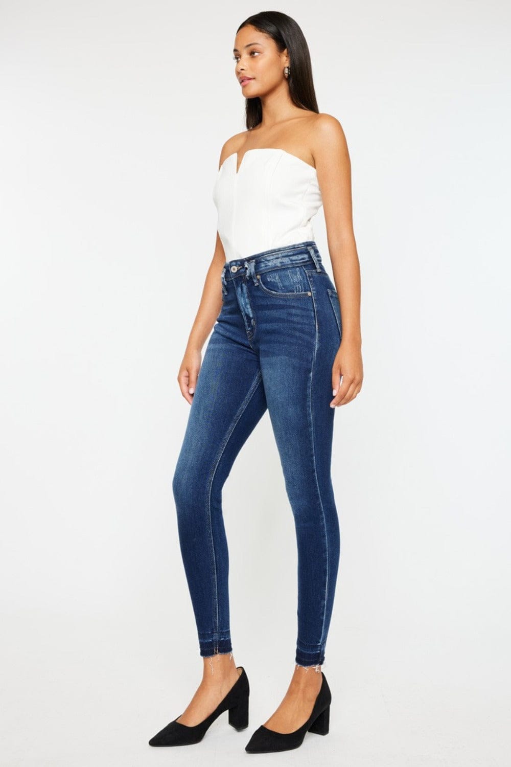 White Smoke Kancan Full Size High Rise Ankle Skinny Jeans