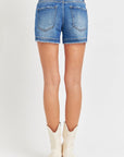 Light Gray RISEN Low Rise Slit Denim Shorts