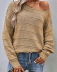 Boat Neck Dropped Shoulder Sweater