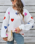 Angel Wings Heart Round Neck Long Sleeve Sweater