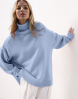 Basic Bae Side Slit Turtleneck Long Sleeve Sweater