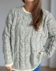 Cable Knit Round Neck Long Sleeve Sweater