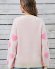 Angel Wings Heart Dropped Shoulder Long Sleeve Sweater